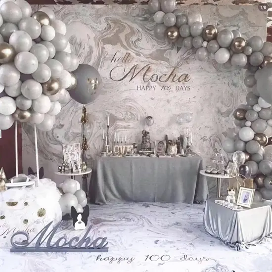 Gray Balloons 140 pcs Different Sizes Pack of 18 12 10 5 Inch Matte Gray Latex Balloon Arch Kit Garland - Party Decorations Gray-Y71 {4}