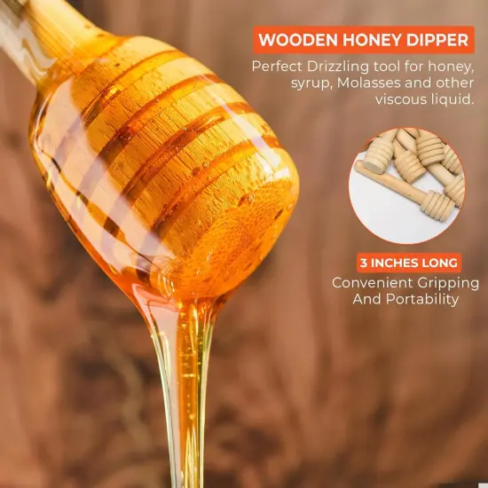 40 Pcs Honey Dipper Sticks - Wooden Honey Dipper- 3 Inch Mini Wooden Honeycomb Sticks, Honey Stirrer Stick For Honey Jar Dispense Drizzle Honey and Wedding Party Favors Gift {3}
