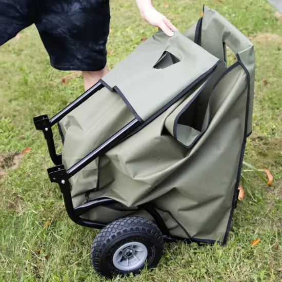 Lehman's Foldable Wheelbarrow Firewood Cart, Sturdy Wheel Barrow for Yard Cleanup Log Transport and Outdoor Tasks, Collapsible For Easy Storage {6}