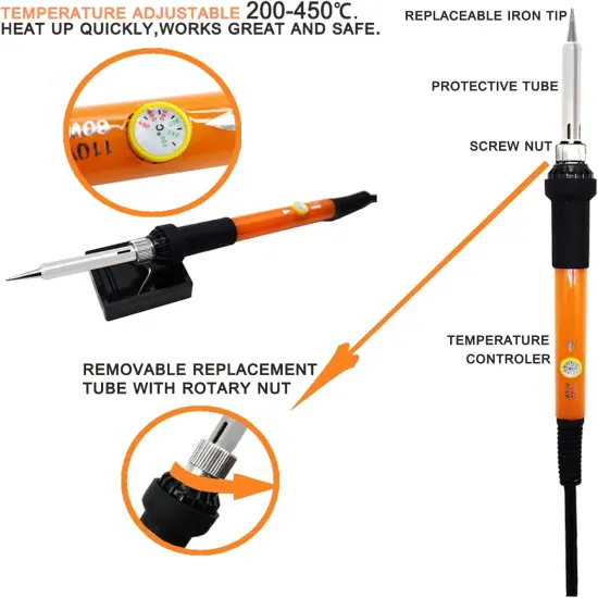 Wood Burning Kit, 110 Pieces Wood Burning Tool with Adjustable Temperature 200-420&deg;C, Professional Wood Burner Pen for Embossing Carving Soldering {3}