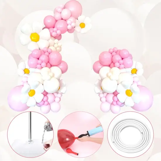 Balloon Arch Stand Kit with Base 8.2 Feet and 5 Feet Free Bending Shape Half Arch Balloon Stand Balloon Arch Frame for Birthday Baby Shower Wedding Graduation Party Decorations {4}