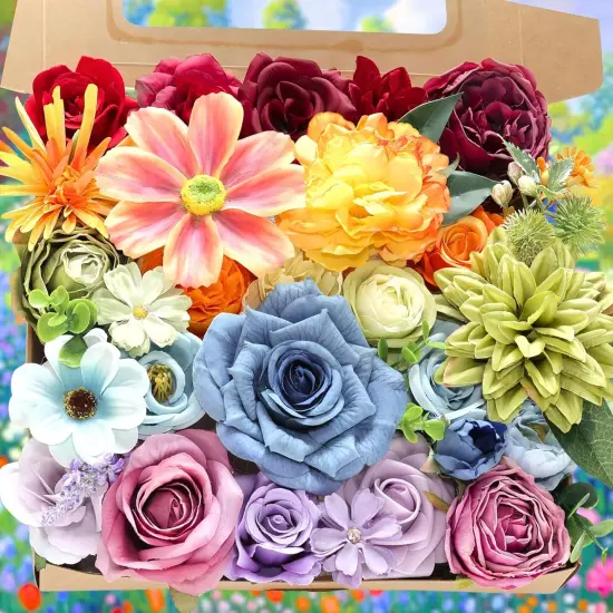 Fake Artificial Summer Bouquets Flowers Combo, Faux Silk Colorful Flowers {1}