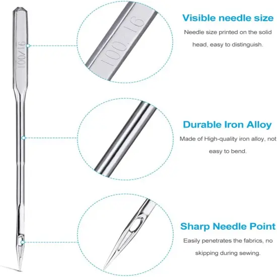 50PCS Sewing Machine Needles, Universal Sewing Needles for Singer, Brother, Bernina, Kenmore, Janome, Schmetz, Easy Thread with 2PCS Needle Threaders, Size 9 11 14 16 18 {2}