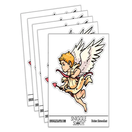 Water Bottle Sticker Set Cupid Cherub Boy with Bow and Arrow Cute Waterproof Vinyl Stickers Pack Decal, Skateboard, Laptop, Car, Window, Bumper - 5 Pack {2}