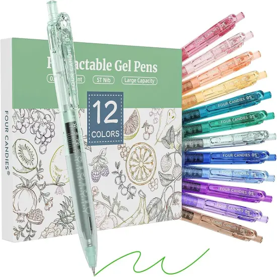 12Pack 0.5mm Quick Dry Retractable Gel Pen Set, Cute Transparent Fine Point Multicolor Note Taking Aesthetic lnk Pens, Comfort Grip 12 Ink Colors Drawing Writing School Office Home {1}
