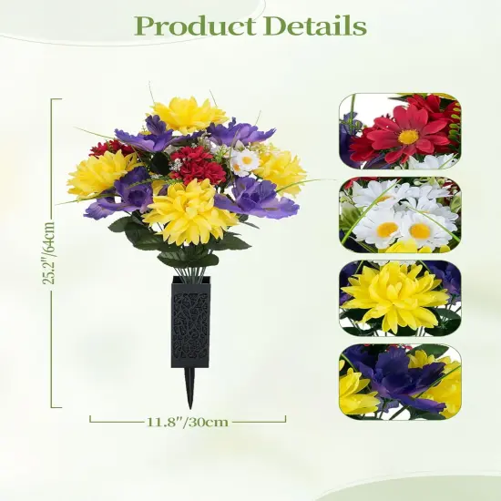 Artificial Memorial Flowers for Cemetery Summer Bushes {4}