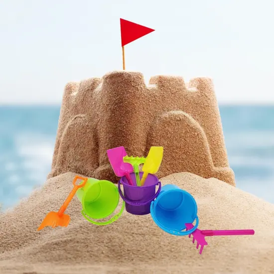 Summer Sand Toys Mini Beach Playsets, Play Set Includes 1 Sand Bucket, 1 Shovel, 1 Rake, and 1 Scoop, Birthday Treats for Boys and Girls, Party Favors for Kids and Toddlers (6-Pack) {3}