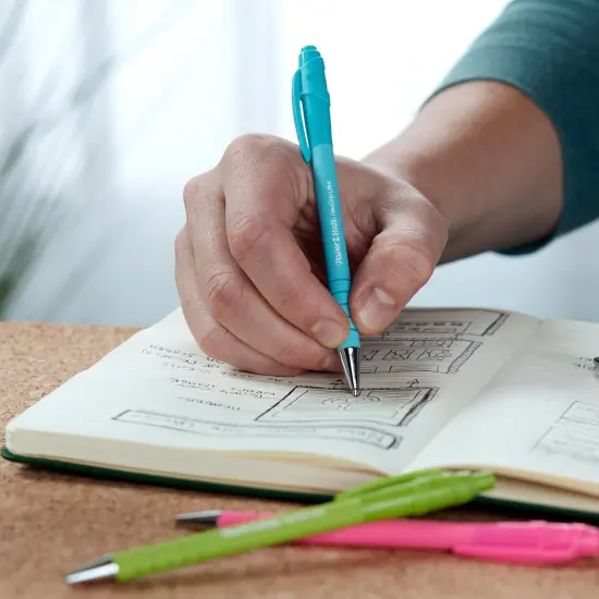 Ballpoint Pens, Made from Recycled Plastic Materials, Assorted Barrel Colors, Medium Point (1.0mm), Black, 12 Count {4}