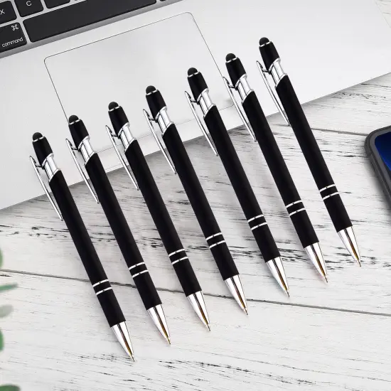 12 Pieces Black Ballpoint Pen with Stylus Tip, 2 in 1 Stylus Pen, Premium Metal Stylus Pen for Touch Screens, Black Ink, 1.0 mm Medium Point(12 Black) {2}