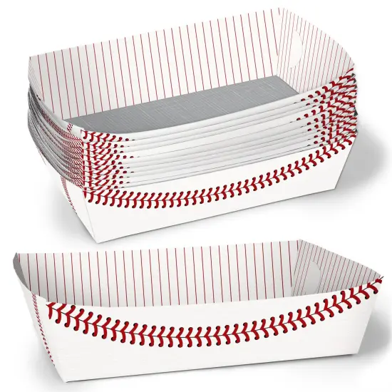 Big Dot of Happiness Baseball Party Paper Food Trays, Disposable Double-Sided Paper Food Holders for Nachos, Hot Dogs, French Fries - 12 Ct {1}