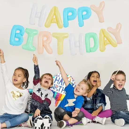 Light Colorful Happy Birthday Balloon Banner 16 Inch Mylar Foil Letters Birthday Sign Bunting for Girls Boys Kids & Adults Birthday Decorations and Party Supplies {4}
