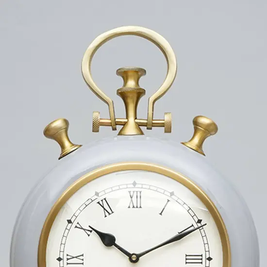 Modern Aluminum Desk Clock - 10" x 3" x 14" Grey/Golden {3}