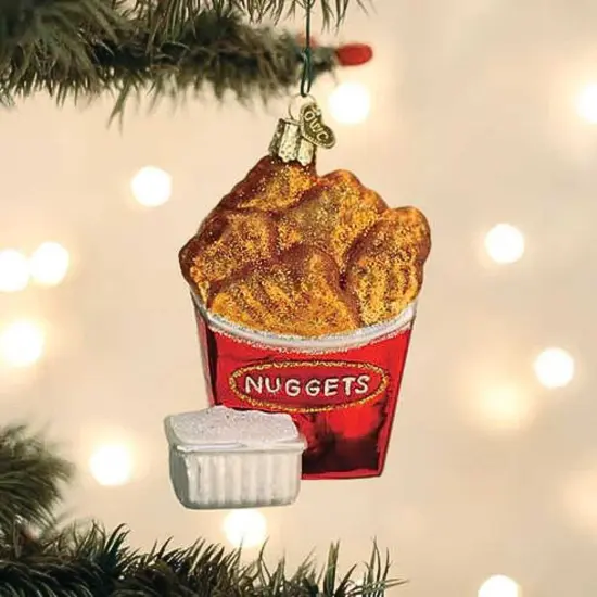 Old World Christmas 3.25 In Chicken Nuggets Christmas Tree Ornament , Dipping Sauce Bite-Size Red {3}