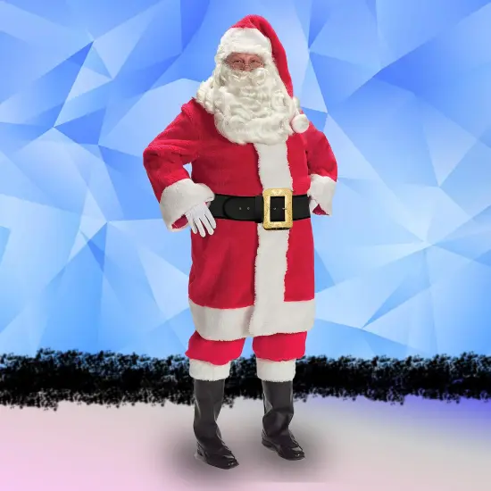 Father Christmas Costume with Plush Trim, Belt, Boot Tops, Hat and Gloves {2}