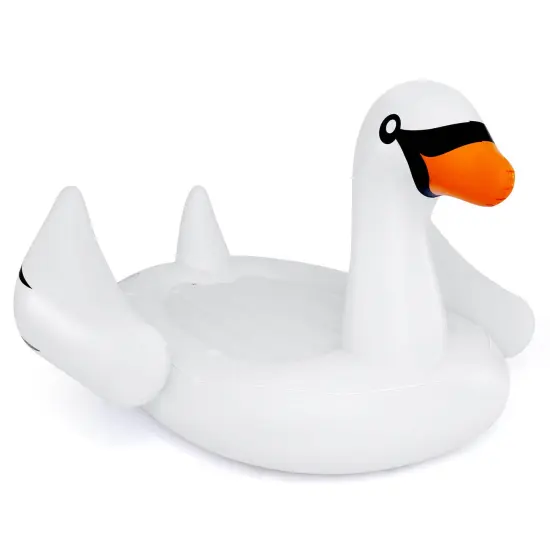 Costway Inflatable Swan Island Giant 4-Person Swan Pool Float with Cups Holders White {1}