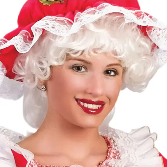 Fun World 8" Mrs. Santa Claus Curly Christmas Wig Women Costume Accessory - One Size White {4}