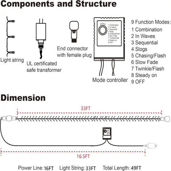 33FT 100 LED Hallowen String Lights Orange {3}