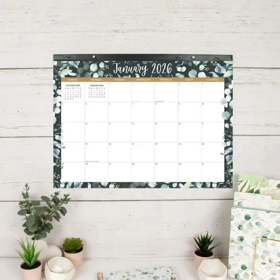 bloom daily planners 2025-26 Academic Desk & Wall Calendar, 16" x 21", Greenery {6}