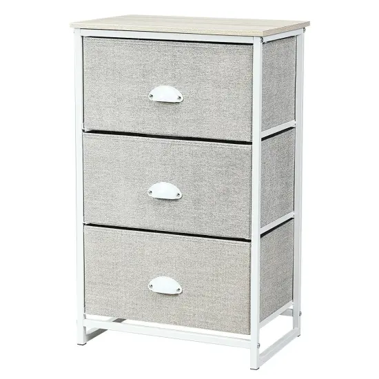 Costway 3 Drawer Nightstand Side Table Storage Tower Dresser Chest Home Office Furniture {1}