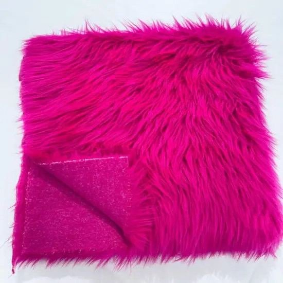 1 Yard Shaggy Vegan Faux Fox Fur Fabric for Crafting Decor and Costumes Hot Pink {1}