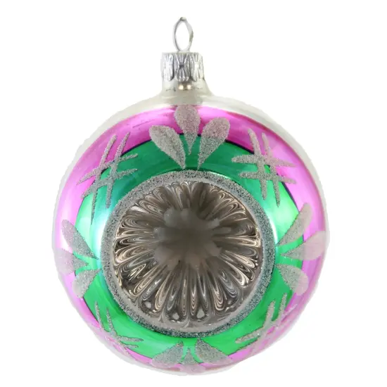Golden Bell Collection 3.5 Inch Green / Purple Ball W/ Reflector Christmas Tree Ornament , Christmas Decor Ornament Czech Republic {1}