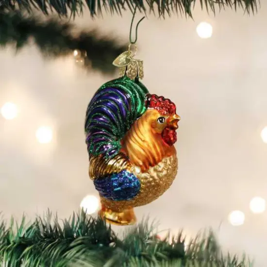 Old World Christmas 3.5 Inch Rooster Christmas Tree Ornament , Midnight Crow Mass Multicolored {3}