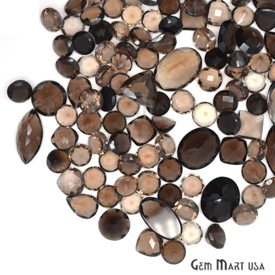Mixed Gemstone, 100% Natural Semi Precious Gems, Faceted Loose Gems, 10-20mm, Mixed, 100 Carats GemMartUSA (60010) Smoky Topaz {1}