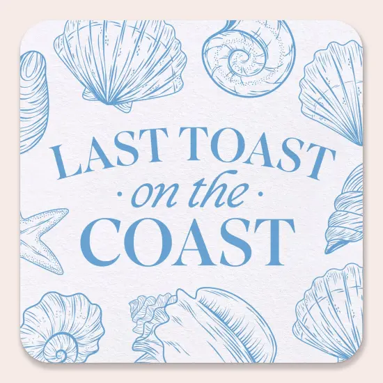 Big Dot of Happiness 25 Ct Last Toast on the Coast Drink Coasters, 4-Inch Disposable Square Paper Coasters for Beach Bridal or Blue Bachelorette Party {1}