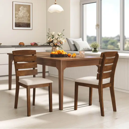 Costway Dining Chair Set of 2/4 Upholstered Kitchen Chair with Slatted High Backrest {4}