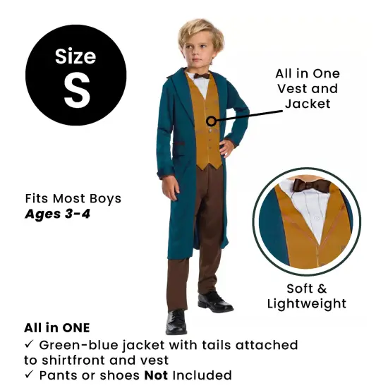 Rubies Fantastic Beasts Boys Newt Scamander Halloween Costume Size Small 4-6 Blue {4}