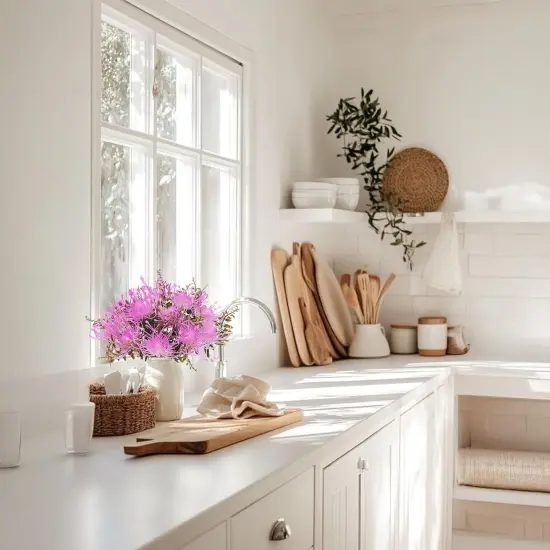 3pcs Plastic Flowers Purple Flowers Artificial Fake Mums Chrysanthemum Purple Centerpieces for Table Home Bathroom Table Centerpieces Ourdoor Decor {3}