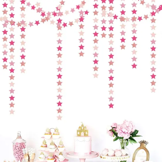 Twinkle Little Star Hanging Streamers Banner - Rose-Gold Red Pink {4}