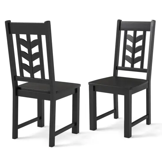Costway Dining Chair Set of 2/4 with Rubber Wood Frame & Leaf-shape High Back for Kitchen Brown/Black/Cream White {8}