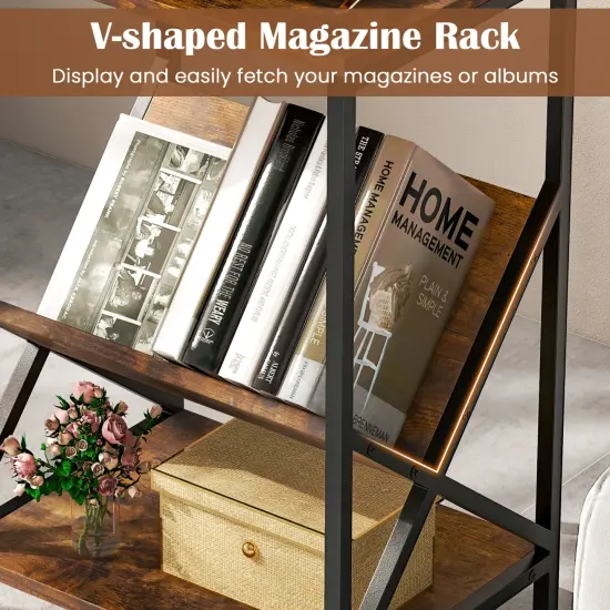 Costway Industrial Side Table 3-Tier Nightstand End Table with 2 Open Storage Shelves {6}