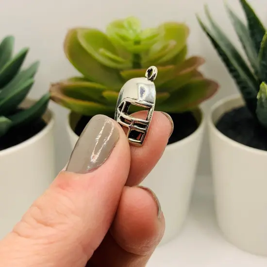 Silver Football Helmet Charms, 19x14mm {4}