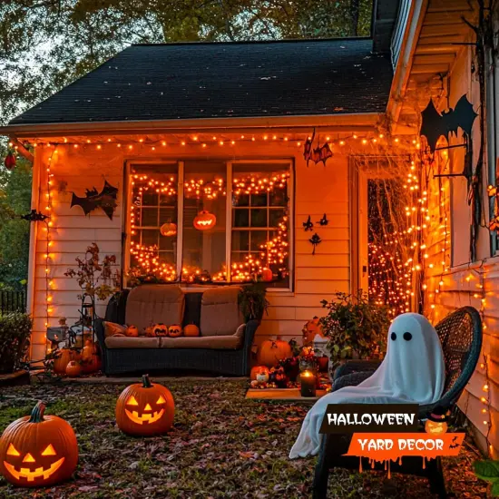 173ft 500 LED Orange Halloween String Lights Plug in {3}