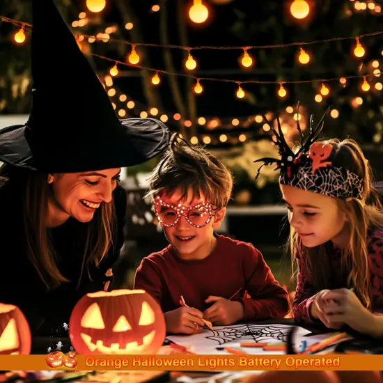 33ft 100 LED Orange Lights for Halloween {2}