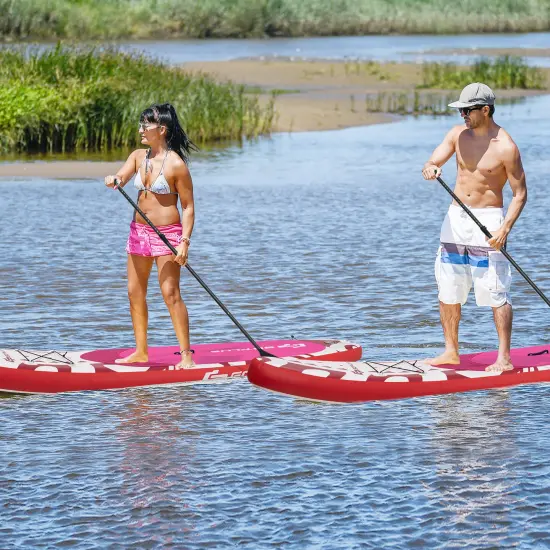 Goplus 10.5&rsquo; Inflatable Stand Up Paddle Board SUP W/Carrying Bag Aluminum Paddle Pink {2}
