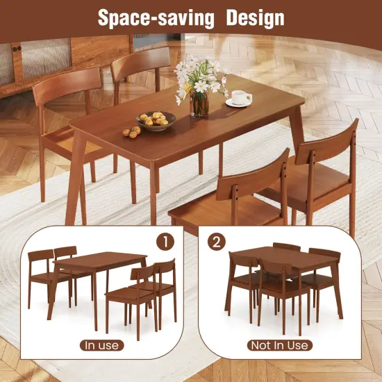 Costway 5 PCS Dining Table Set Rectangular Kitchen Table & 4 Chairs with Rubber Wood Frame {6}