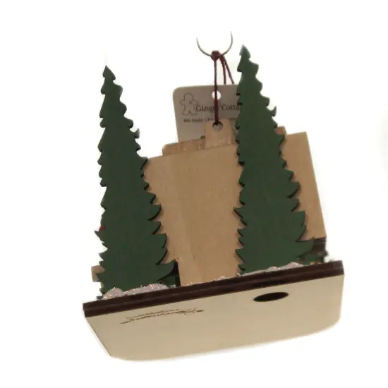 Ginger Cottages 4.0 Inch Christmas Tree Lot Tree Ornament , Ornament Santa Trailer Beige {2}