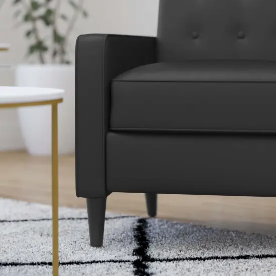 Merrick Lane Darcy Recliner Chair Mid-Century Modern Faux Leather Tufted Upholstery Ergonomic Push Back Living Room Recliner Light Gray {12}