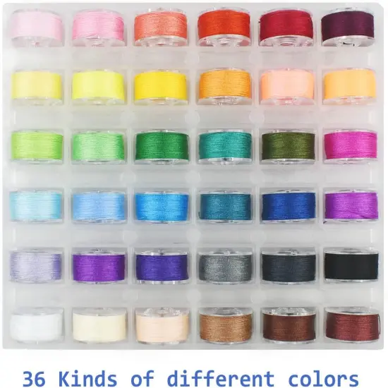 36 Pcs Bobbins and Sewing Threads Prewound with Storage Plastic Case {5}