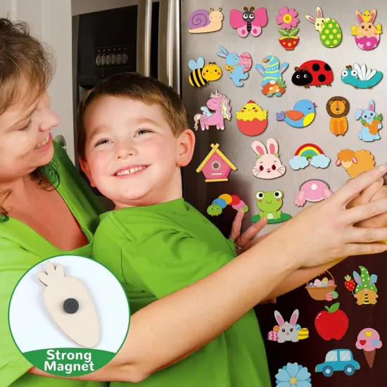 6 Pcs Spring Wooden Magnet Painting Craft Kit {5}