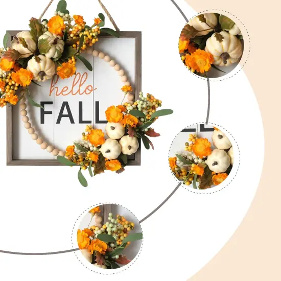 12&rsquo;&rsquo; Artificial Fall Wreath - White {2}
