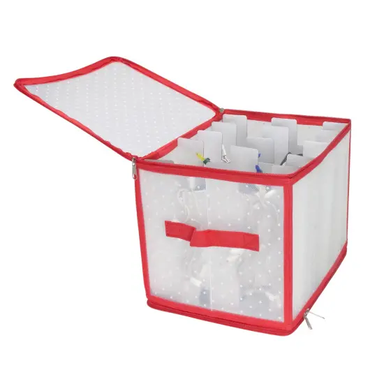 Northlight Transparent Zip Up Christmas Light Storage Box - 12.5" Red {4}