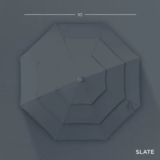 Best Choice Products 10ft 3-Tier Solar Patio Umbrella w/ 24 LED Lights, Tilt Adjustment, Easy Crank Slate {6}