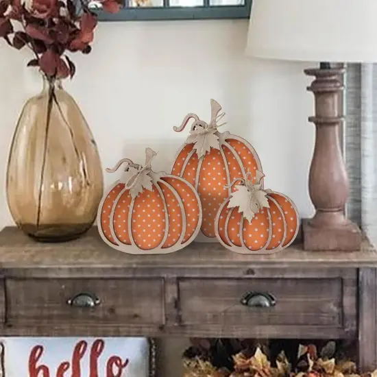Fall Decor-Wooden Autumn Pumpkin Fall Decorations {4}