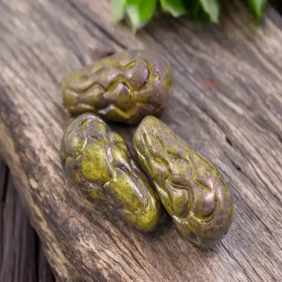 *6* 25x12mm Opaque Yellow Nebula Mermaid Scale Large Drop Beads {2}