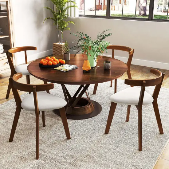 Costway Space-Saving Wood Upholstered Dining Chair Set of 2/4 with Padded Seat & Curved Back {2}