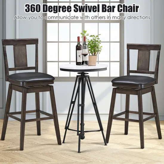 1PC\2PCS\3PCS\4PCS Swivel Bar Stool 29 inch Upholstered Pub Height Bar Chair with Rubber Wood Leg {5}
